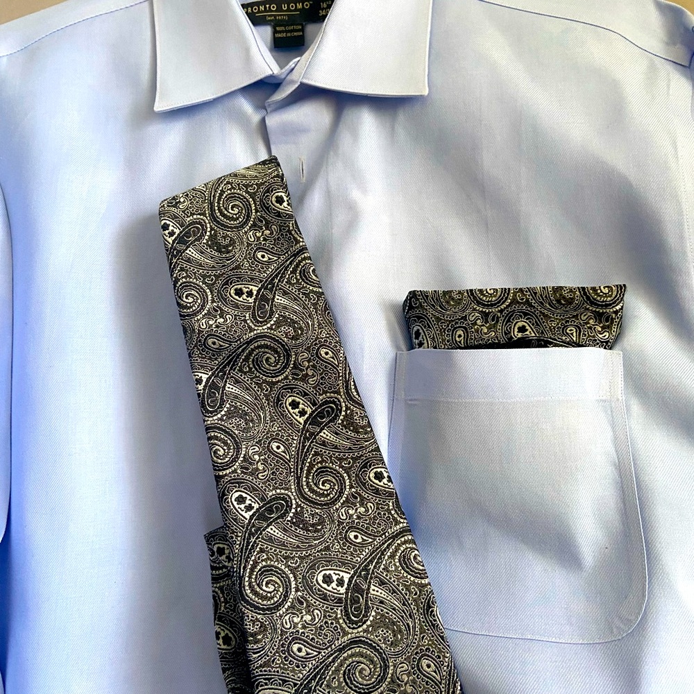 Men's neck tie/ pocket hanky set
